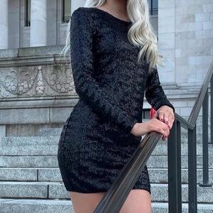 Bailey 44 Black Textured Long Sleeve Dress